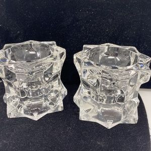 Mikasa Sparkling Star Crystal Candle Stick Holders Votive Tea Light Set of 2